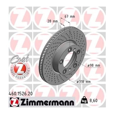 Zimmermann Brake Disc - Standard/Coated, 460152620 460152620